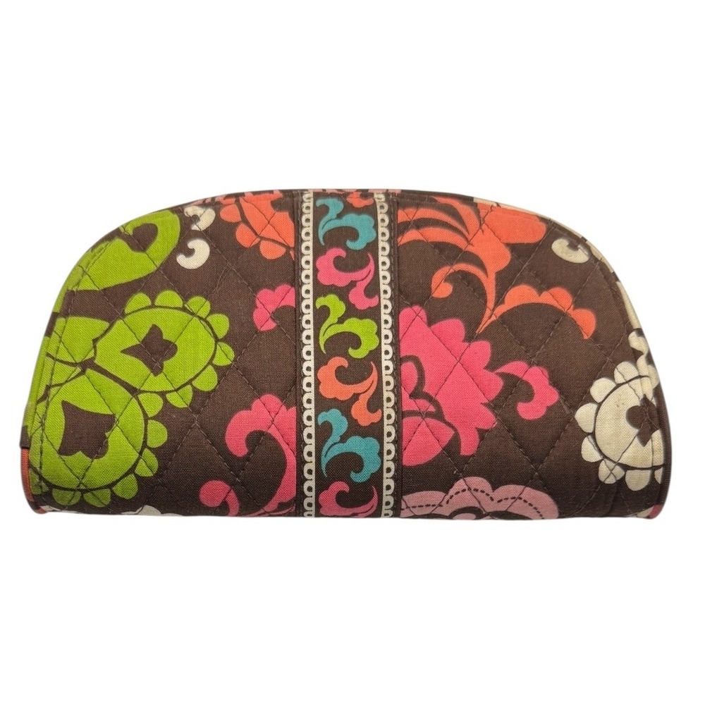 Vera Bradley Lola Quilted Kiss Lock Wallet Brown Pink Green Blue Organizer - Picture 2 of 9